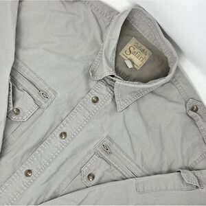 Cabela's Safari Series Shirt Mens Large Gray Khaki Hiking Explorer Long Sleeve